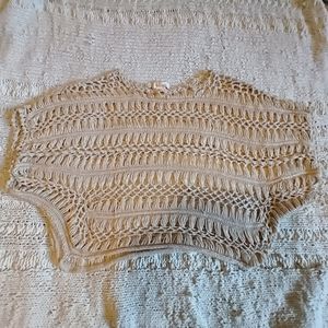 Sans Souci Crochet Top Beige/Tan small Boho Style Poncho